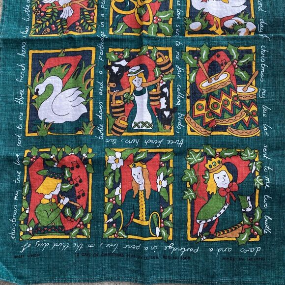 Ulster 100% Irish Linen Christmas Themed Tea Towel 12 Days Of Christmas Ireland - Picture 6 of 8